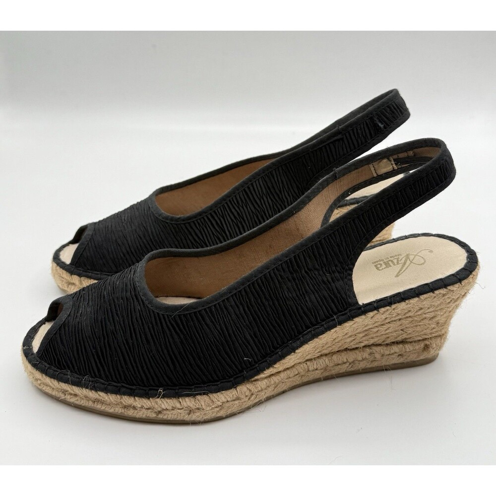 WEDGE‎ SANDAL Azura “Jeanette” Silk Peep Toe, Size 9.5 Made In Spain 41 Euro - Picture 3 of 5